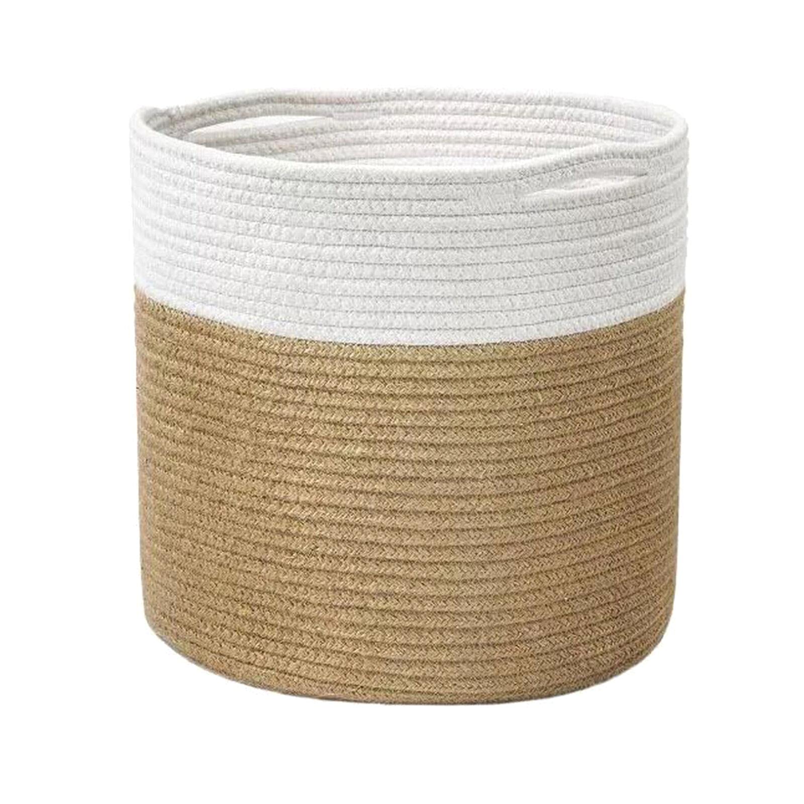 BebLP Cotton Rope Woven Basket with Handles for Flower Pots - Indoor/Outdoor Plant Holder, Home Decor Storage Organizer for Living Room, Patio, Garden Decor