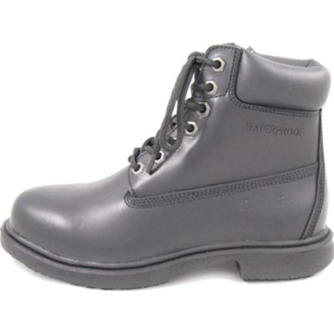 Women's Black Plain 7W EE Work Boots - Durable Safety Footwear for Construction, Hiking & Outdoor Activities