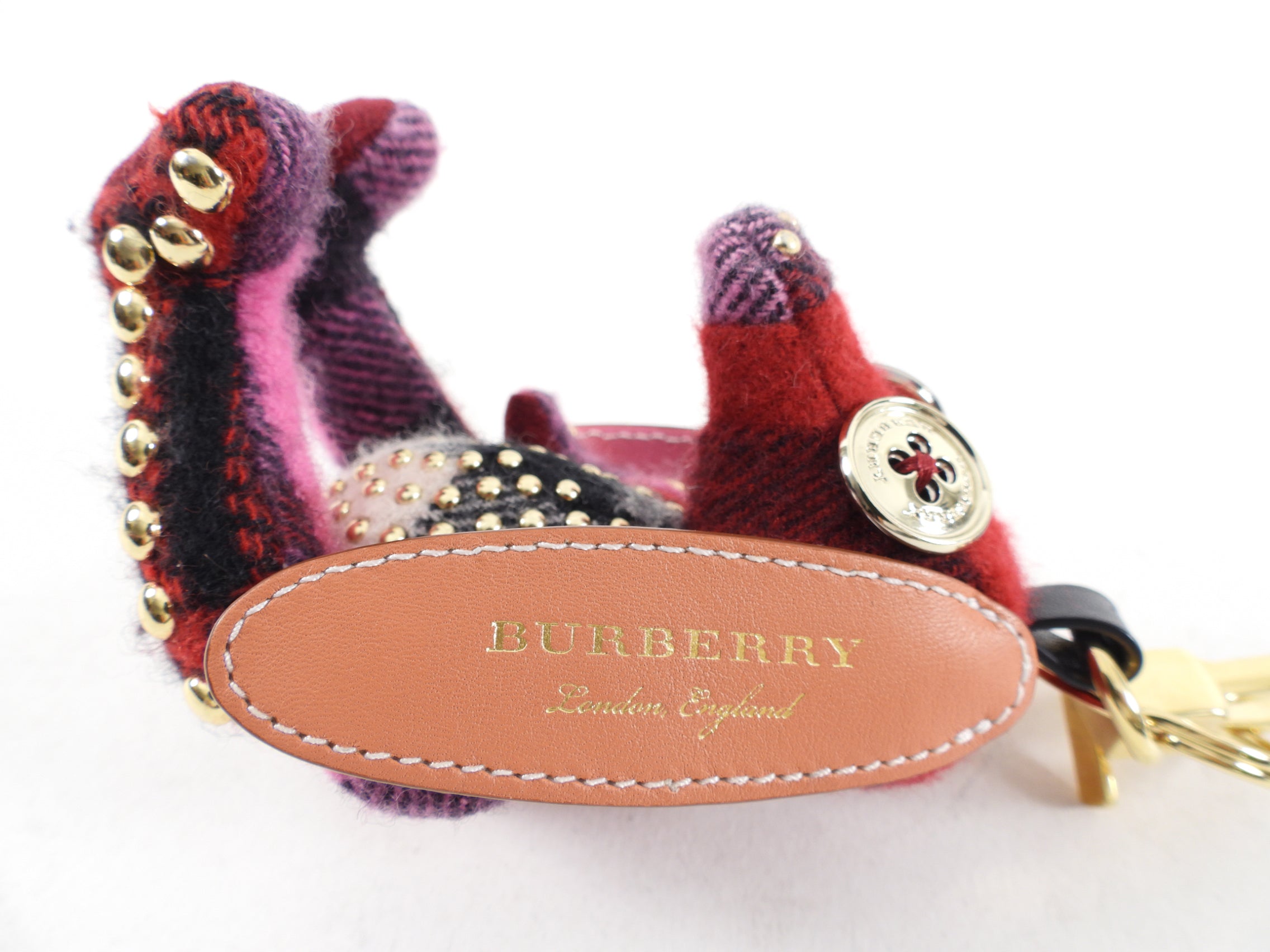 Burberry Red Plaid Knit Rabbit Bag Charm - Luxury Designer Keychain for Handbags & Backpacks | Perfect Gift for Fashion Lovers & Collectors | Ideal for Everyday Use, Travel & Special Occasions