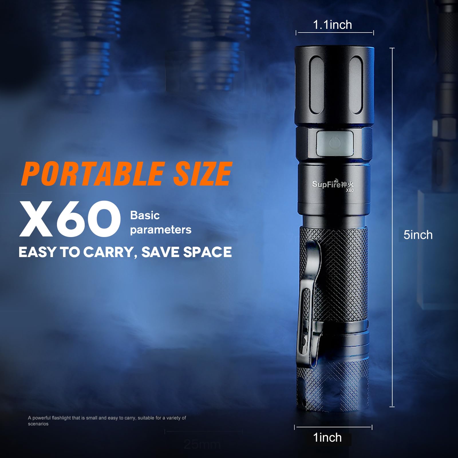 SuperFire Rechargeable Flashlight - 1000 Lumens Powerful EDC Pocket Light with 4 Modes & Water Resistant for Camping, Hiking, Emergency, Outdoor Adventures (Ideal for Home, Car, Survival Kit)