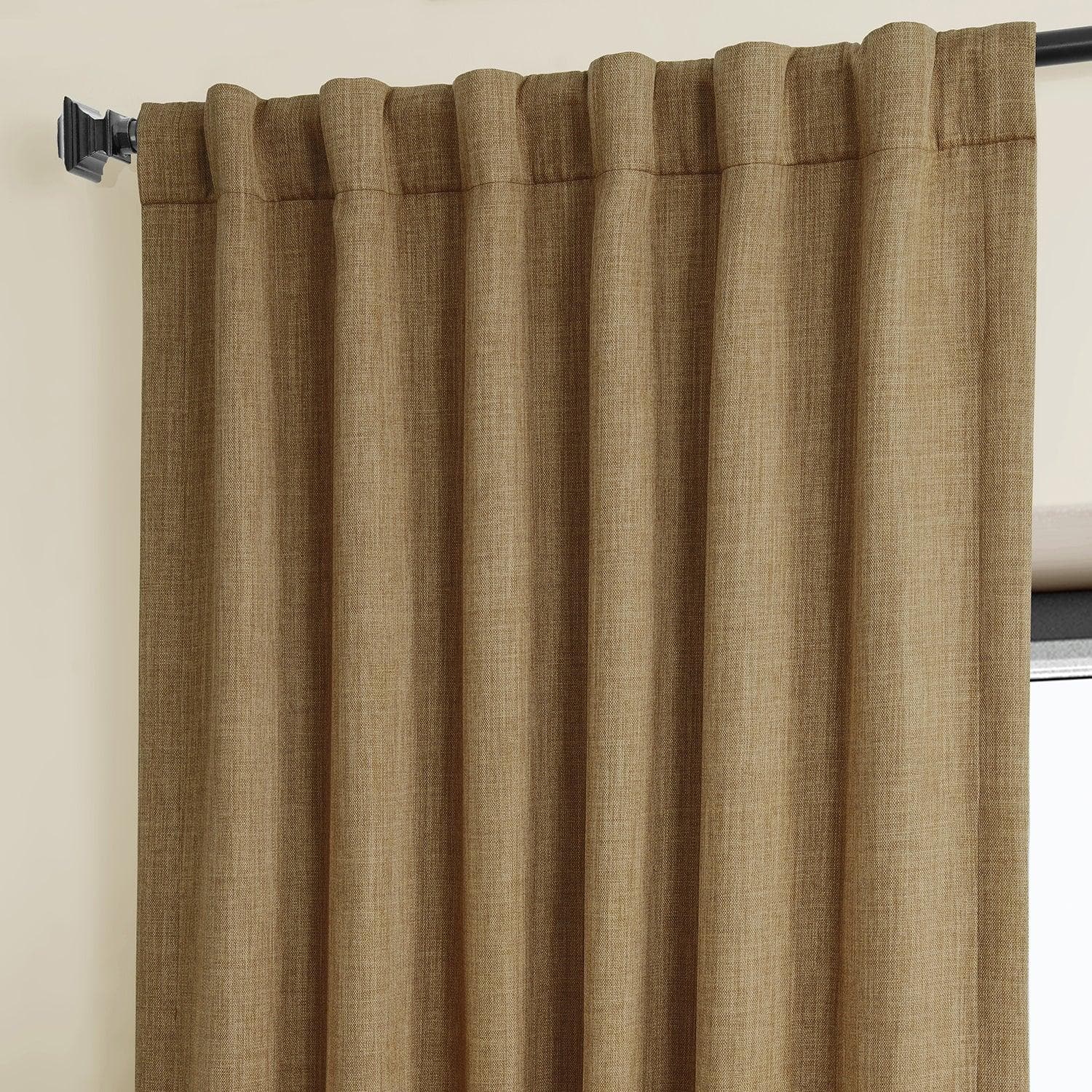 Butterscotch Textured Faux Linen Blackout Curtains for Bedroom - Thermal Insulated Window Drapes for Light Blocking & Noise Reduction