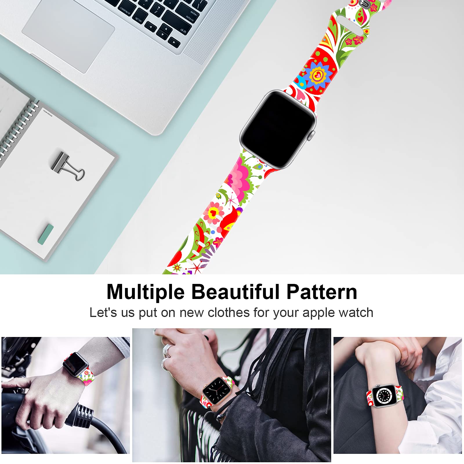 Soft Silicone Sport Band Compatible with Apple Watch 38mm 40mm 42mm 44mm - Breathable Replacement Strap for iWatch Series SE/1/2/3/4/5/6 - Perfect for Running, Workouts & Everyday Wear (Men & Women)
