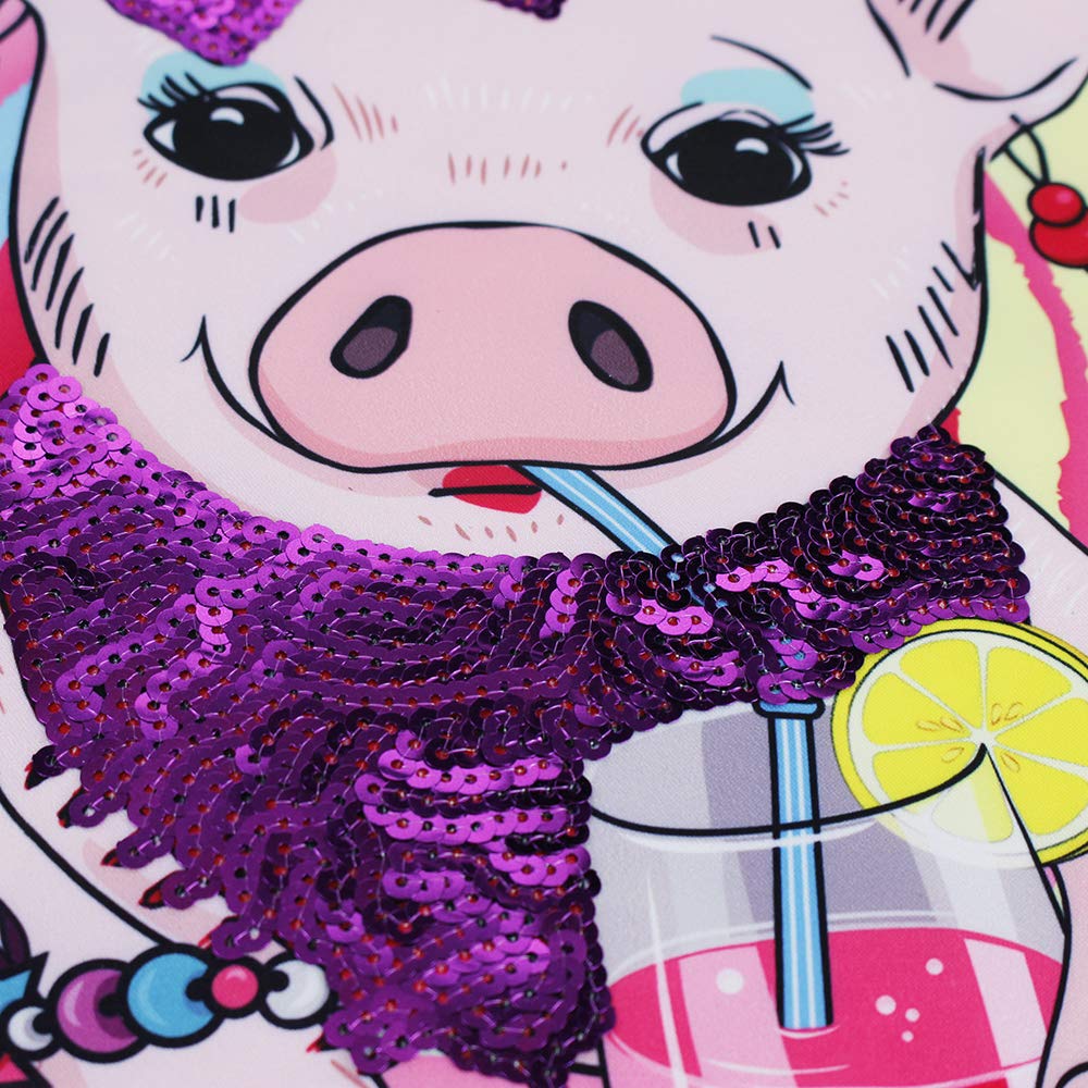 Fashionable Large Printed Pig Sequins Heart Glasses Patches - 2pcs Set for DIY Clothing Decoration | Perfect for Jackets, Jeans & Accessories Customization