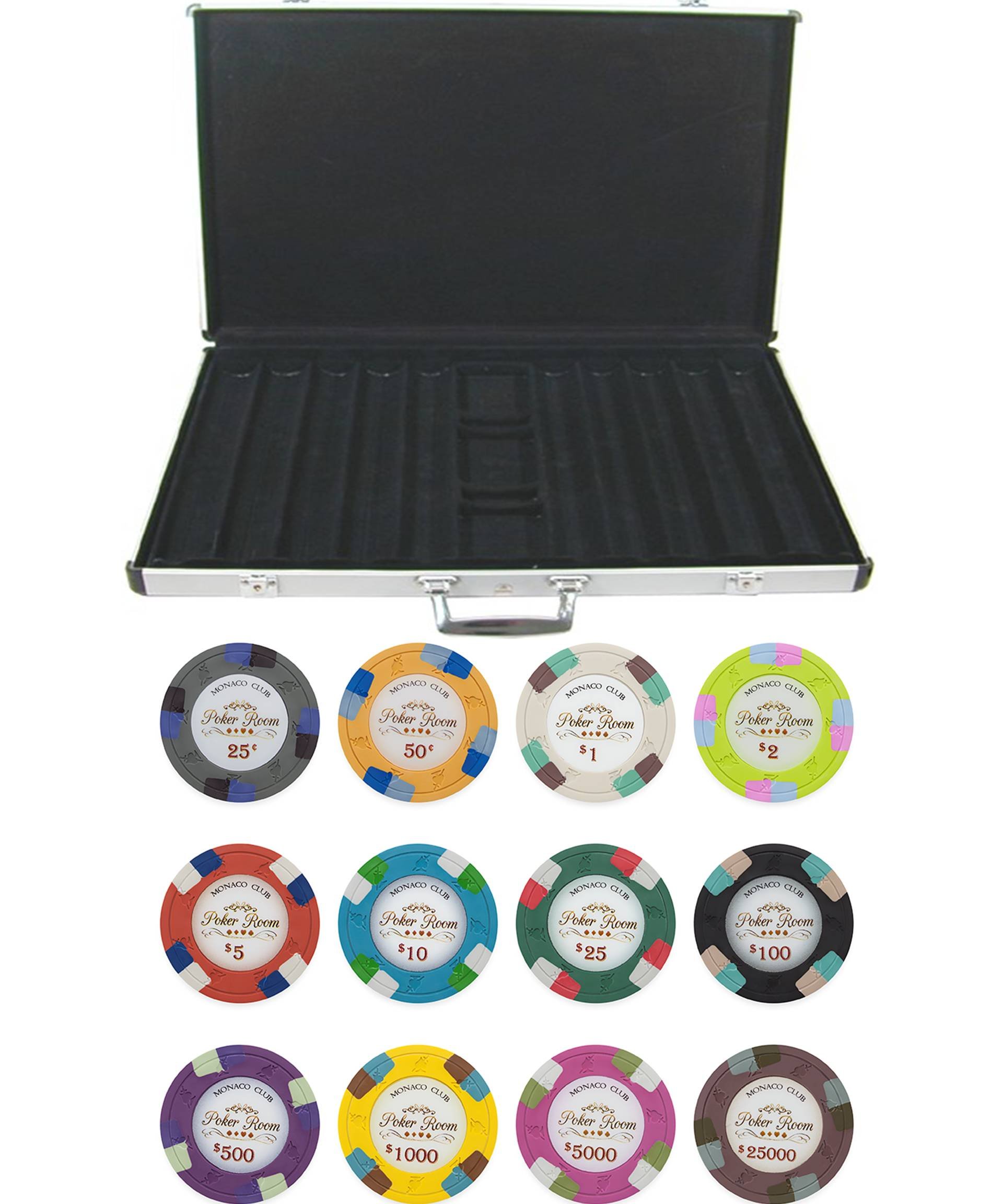 Premium TMG 1000 Chip Monaco Poker Set - 13.5g Clay Composite Casino Chips for Texas Hold'em, Blackjack & Home Games - Professional Poker Tournament Supplies for Game Nights & Casino Parties