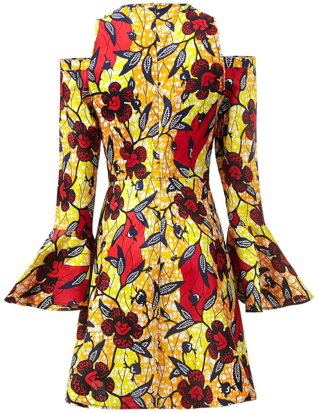 African Print Maxi Dress for Women - Long Sleeve Elegant Traditional Skater Dress for Fall Winter | Floor Length Retro Style | Perfect for Parties, Weddings & Cultural Events
