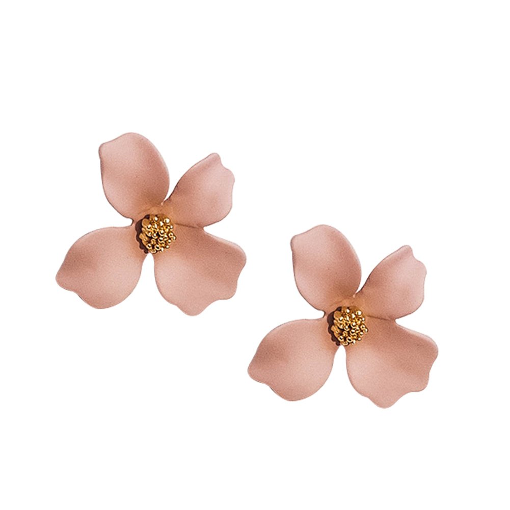 Pink Flower Stud Earrings for Women - Elegant Floral Ear Studs Fashion Jewelry for Girls, Moms & Daughters - Perfect Birthday & Valentine's Day Gifts - Great for Parties, Weddings & Everyday Wear