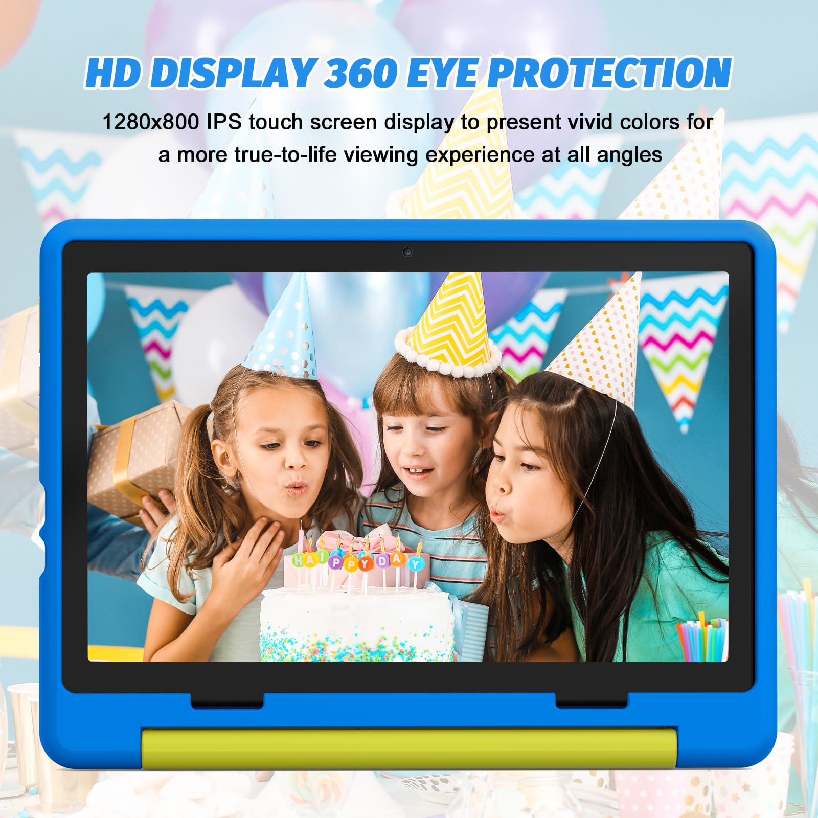 10 Inch Kids Tablet with Android 14 | Octa-Core 64GB Storage (Expandable to 1TB) | WiFi Children's Learning Tablet with Parental Controls & Dual Camera | Includes Protective Case | Perfect Gift for Toddlers & Kids | Ideal for Homeschooling, Travel, and Educational Entertainment