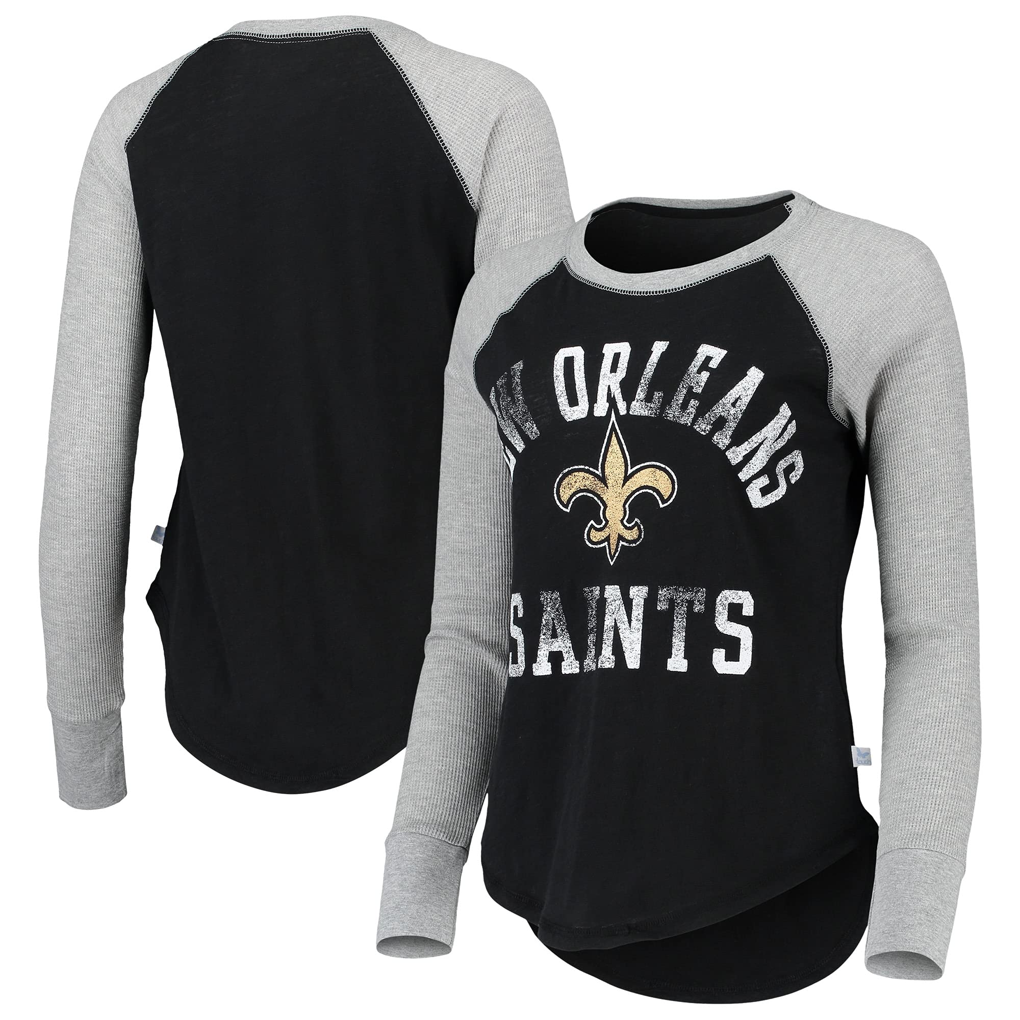 Alyssa Milano NFL Waffle Raglan Long Sleeve T-Shirt for Women - Soft Vintage Style Football Tee - Perfect for Game Day, Tailgating & Casual Wear