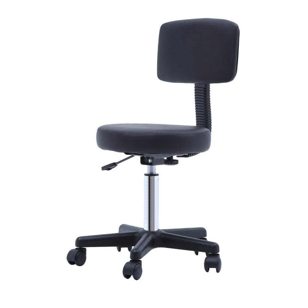 Professional Hydraulic Adjustable Beauty Salon Stool with Swivel & Backrest – Ideal for Tattoo, Massage, Facial & Spa Treatments – Black (7