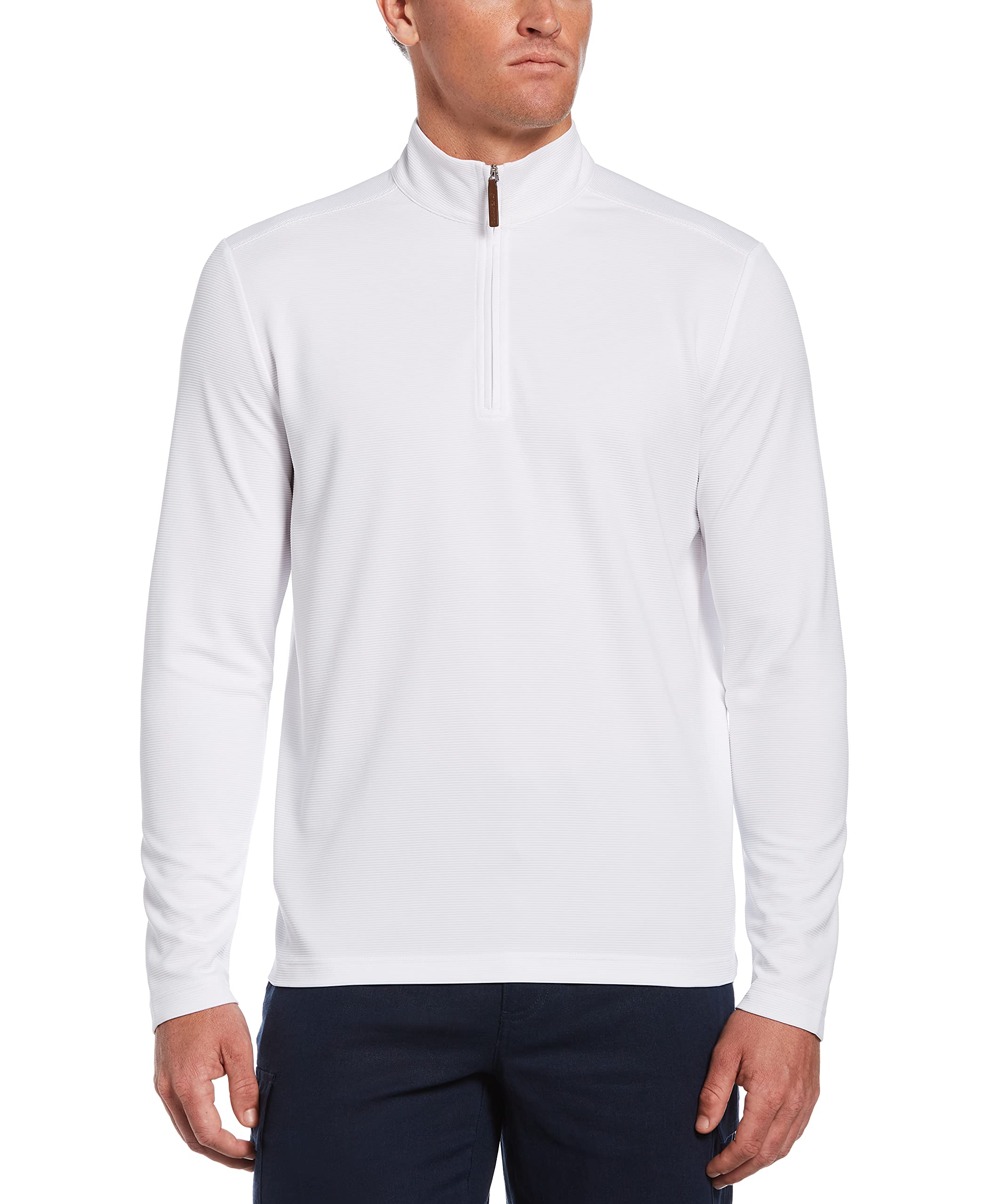 Cubavera Men's Moisture-Wicking Long Sleeve 1/4 Zip Polo Shirt - Breathable Ottoman Polyester Golf & Casual Wear for Work & Outdoor Activities