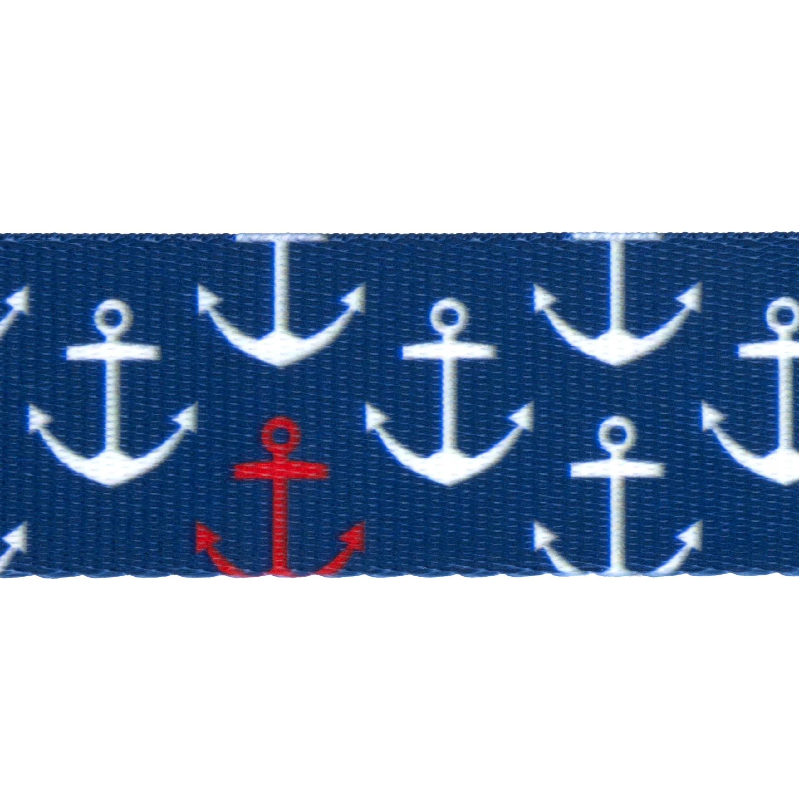 Country Brook Design - Anchors Away Polyester Webbing Dog Collar, Leash & Pet Accessories | Durable Nautical Style for Boating, Beach & Outdoor Adventures