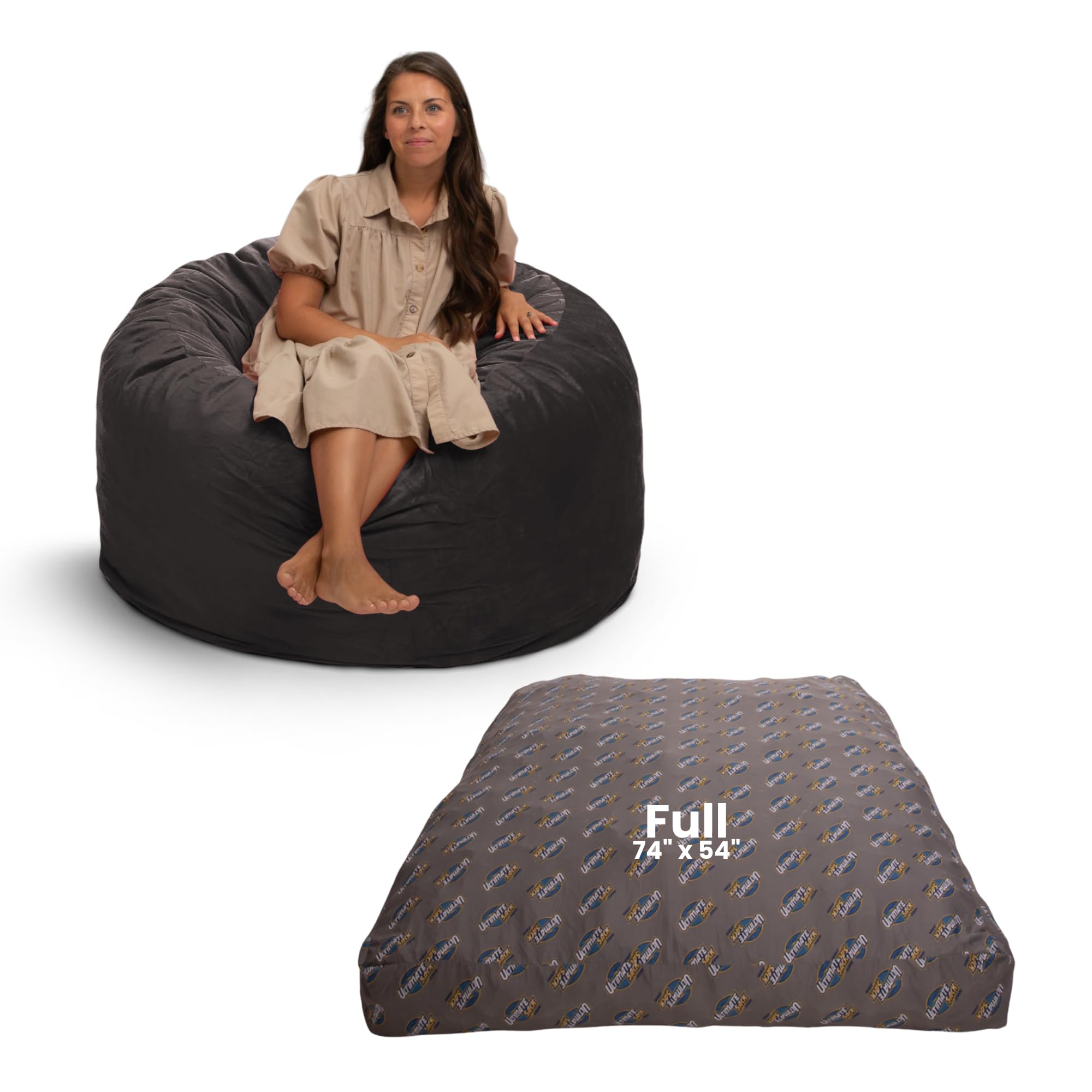 ULTIMATE SACK Convertible Bean Bag Chair - 3-in-1 Cozy Sleeper, Sofa Bed & Futon Alternative for Living Room, Bedroom, Dorm or Guest Room | Comfortable & Stylish Home Furniture for Relaxing, Lounging & Sleepovers