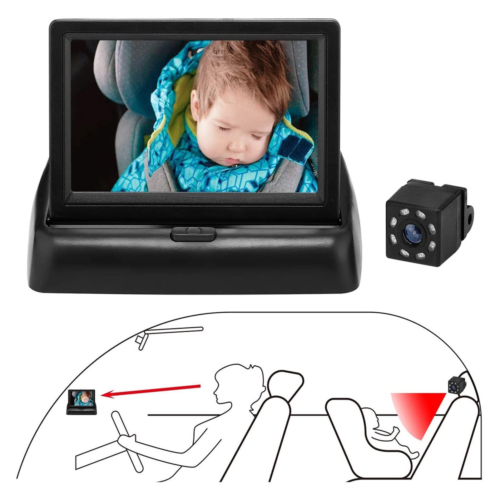 HUACHEN-LS Baby Car Mirror - Rearview Observation Mirror for Infant Safety Seats with Wide-Angle View | Perfect for Backseat Monitoring & Safe Car Travel with Your Baby