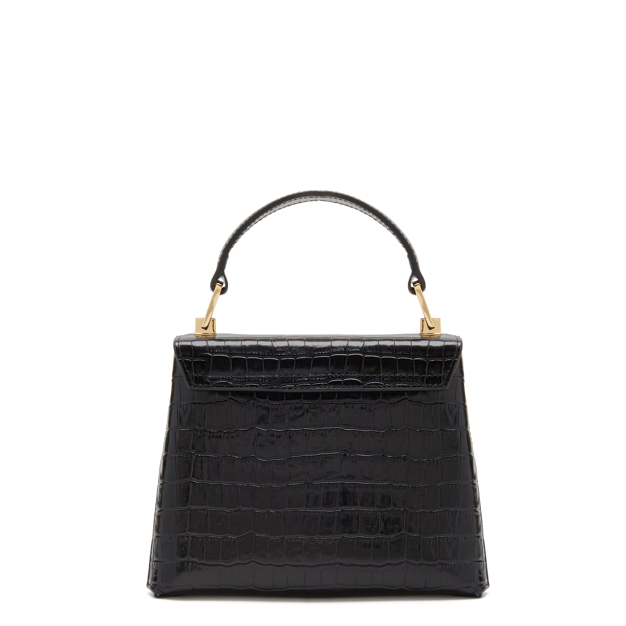 Femme Forte Heline Crocodile Embossed Black Calfskin Leather Handbag for Women - Perfect for Work, Evening Events & Everyday Use