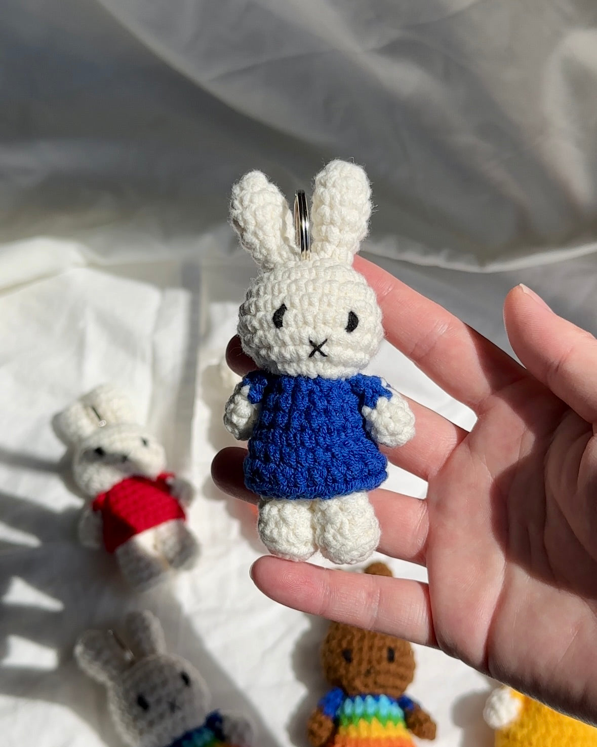 Handmade Miffy Crochet Keychain – Navy Blue Plush Bag Charm | Kawaii Cute Gift for Girls, Backpacks & Keys | Perfect for School, Travel & Everyday Use