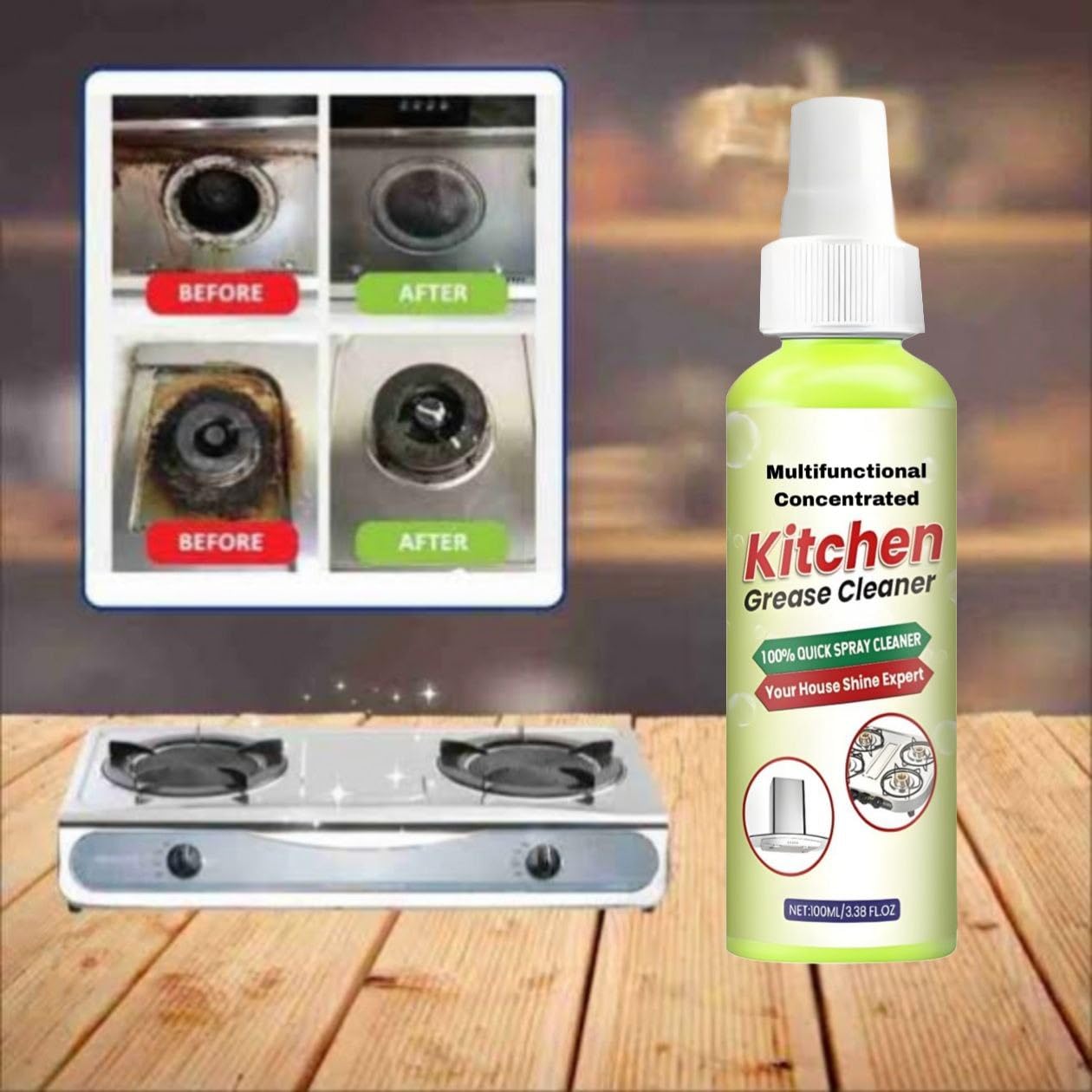 Multifunctional Concentrated Cleansing Lotion - High-Performance Kitchen & Bathroom Cleaner (110ml) | Perfect for Stain Removal, Grease Cutting & Surface Disinfection