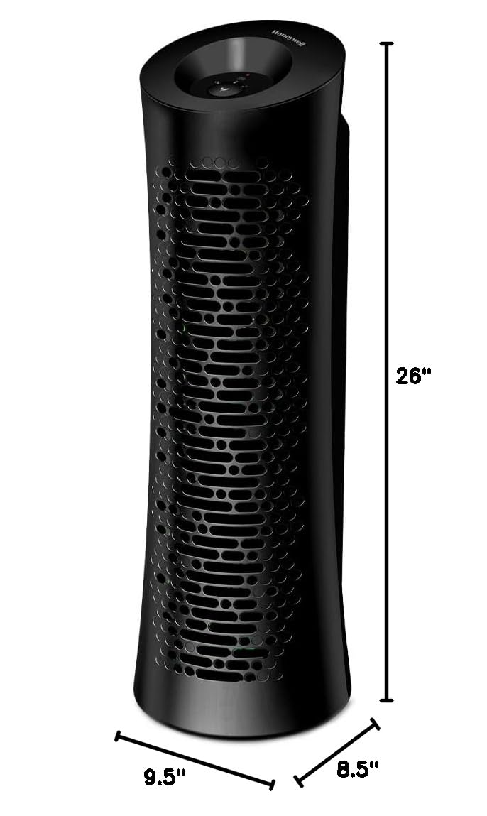 Honeywell HEPA Tower Air Purifier for Large Rooms up to 200 sq ft - Removes Wildfire Smoke, Pollen, Pet Dander & Dust - Allergen Reducer Air Cleaner for Home & Office (Black) | Perfect for Allergy Sufferers & Smoke Relief