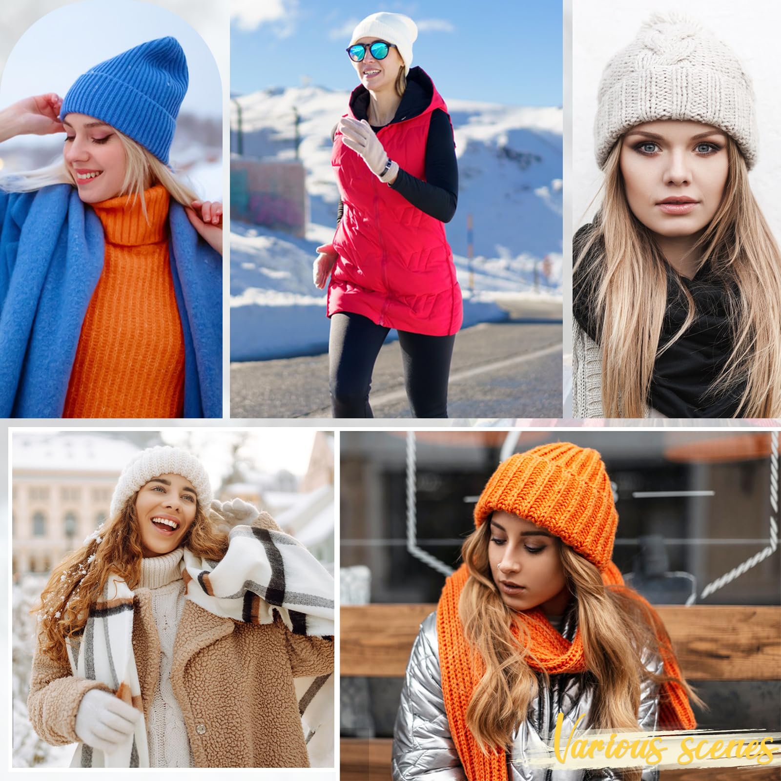 4 Pack Women's Winter Knit Beanie Hats - Chunky Slouchy Warm Caps for Cold Weather | American Fashion Trends | Perfect for Skiing, Snowboarding & Outdoor Activities