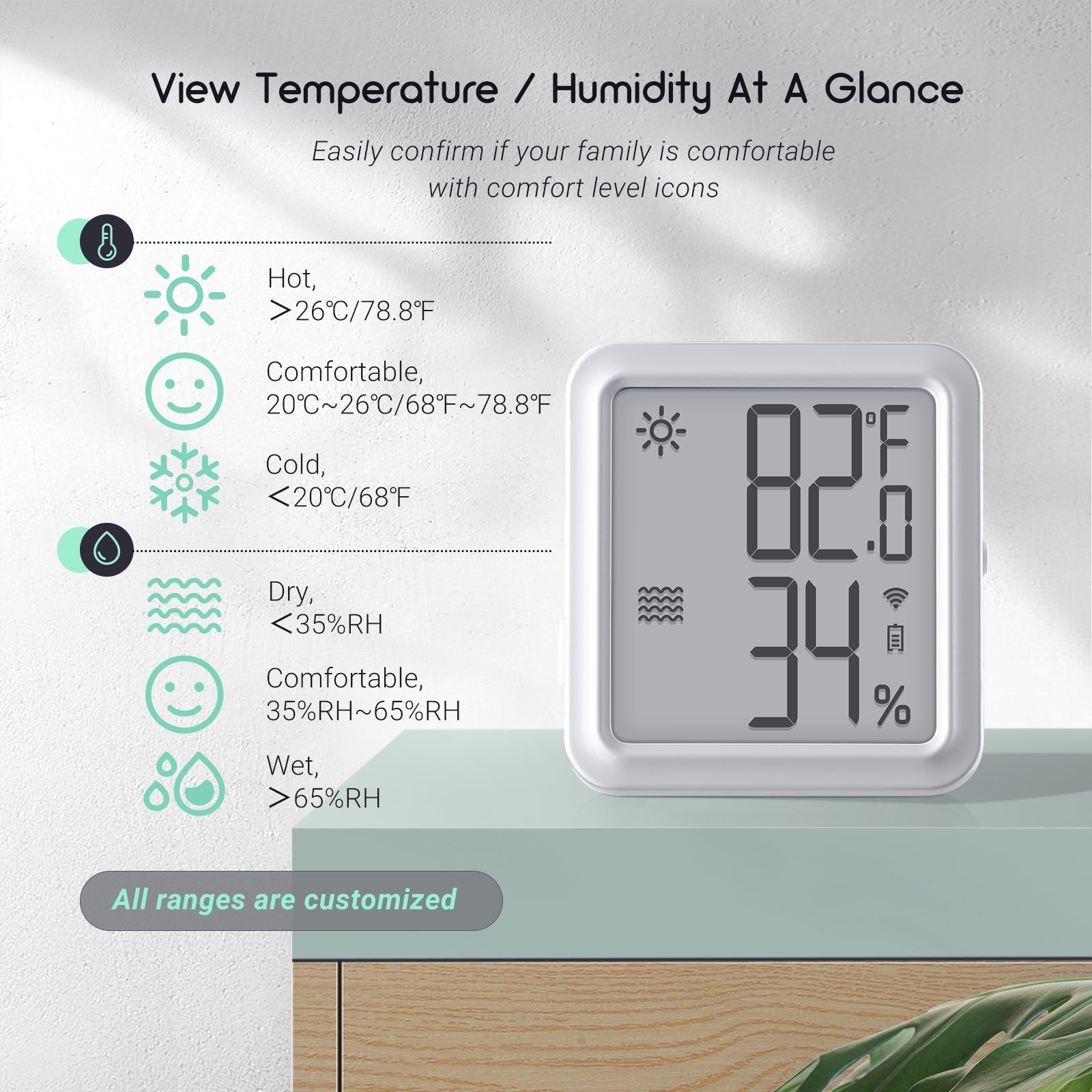 WiFi Hygrometer Thermometer IBS TH3 WIFI PLUS - Smart Indoor Humidity & Temperature Monitor for Home, Greenhouse, Baby Room - Real-Time Remote Monitoring via App