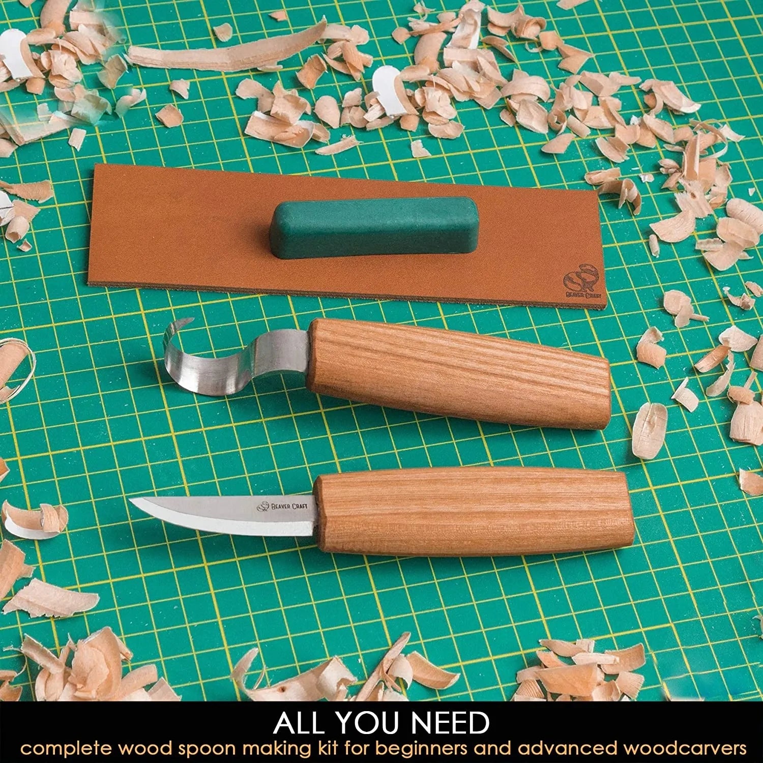 BeaverCraft S01 Right Handed Wood Carving Spoon Set - Premium Woodworking Tools for DIY Crafts & Kitchen Utensils - Perfect for Whittling, Camping & Handmade Gifts