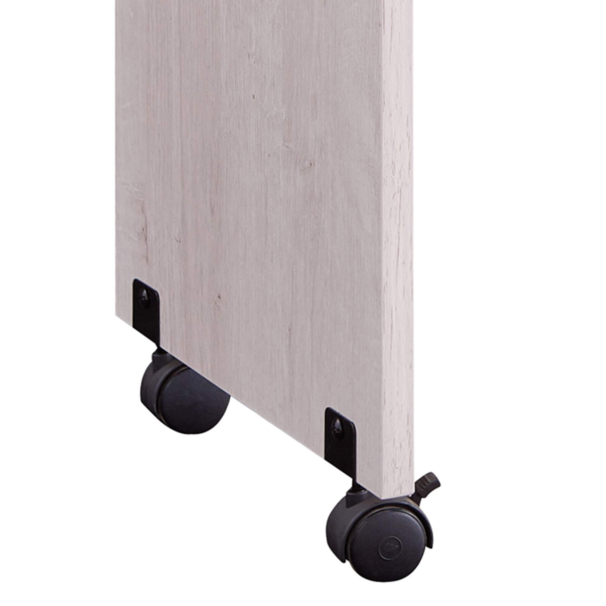 Benjara White Rectangular Wooden Desk with Casters & Grain Details - Home Office, Study, or Workspace Furniture for Modern Decor