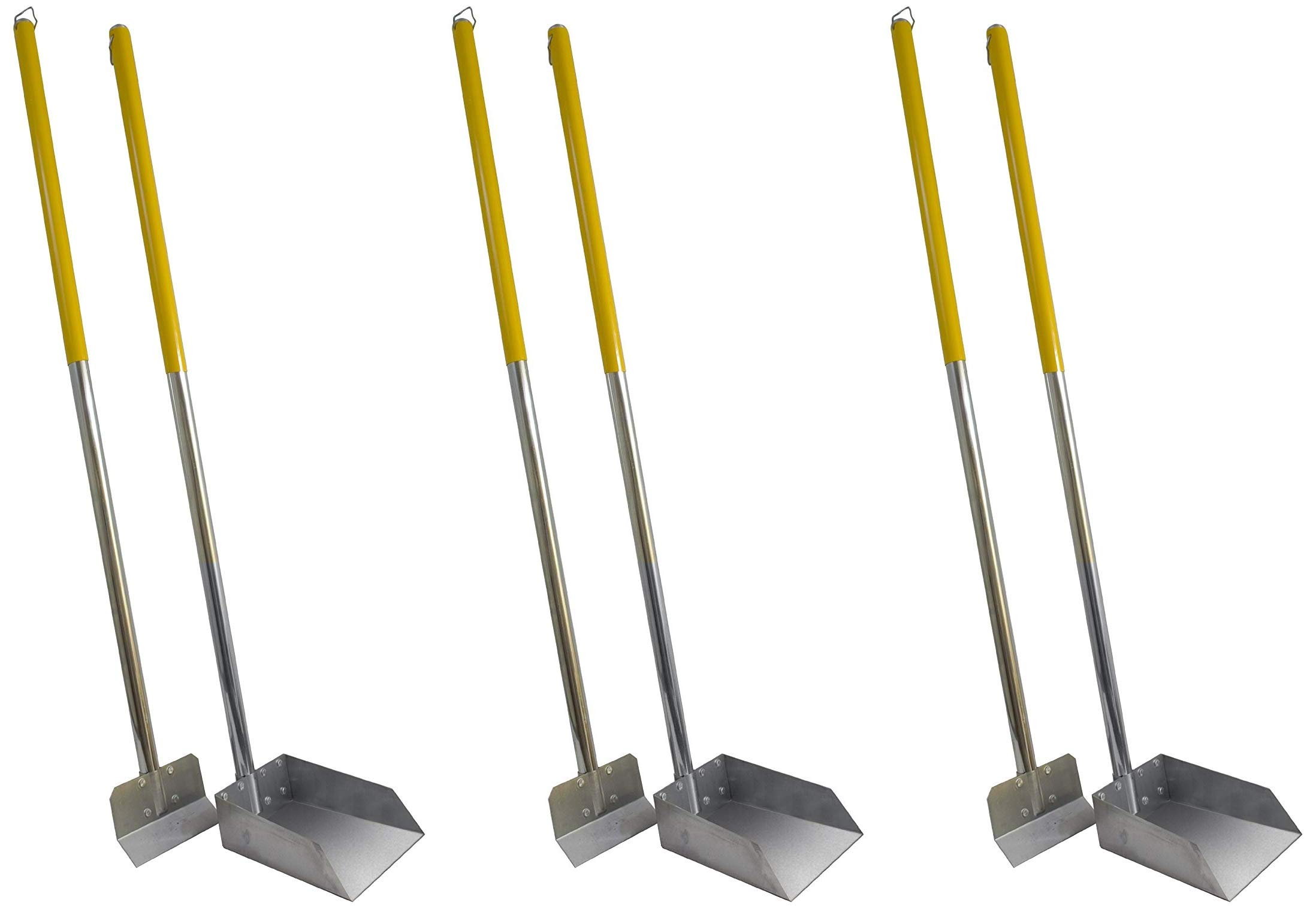 Flexrake Standard Poop Pet Scoop/Spade with 3-Foot Aluminum Handle (3-Pack) - Durable Dog Waste Cleanup Tool for Backyard, Lawn, and Park Use
