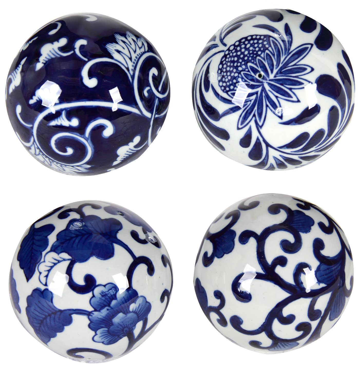 A&B Home Set of 4 Decorative Orbs - Elegant Glass & Metallic Accent Spheres for Table Centerpieces, Shelf Decor, Wedding & Party Decorations