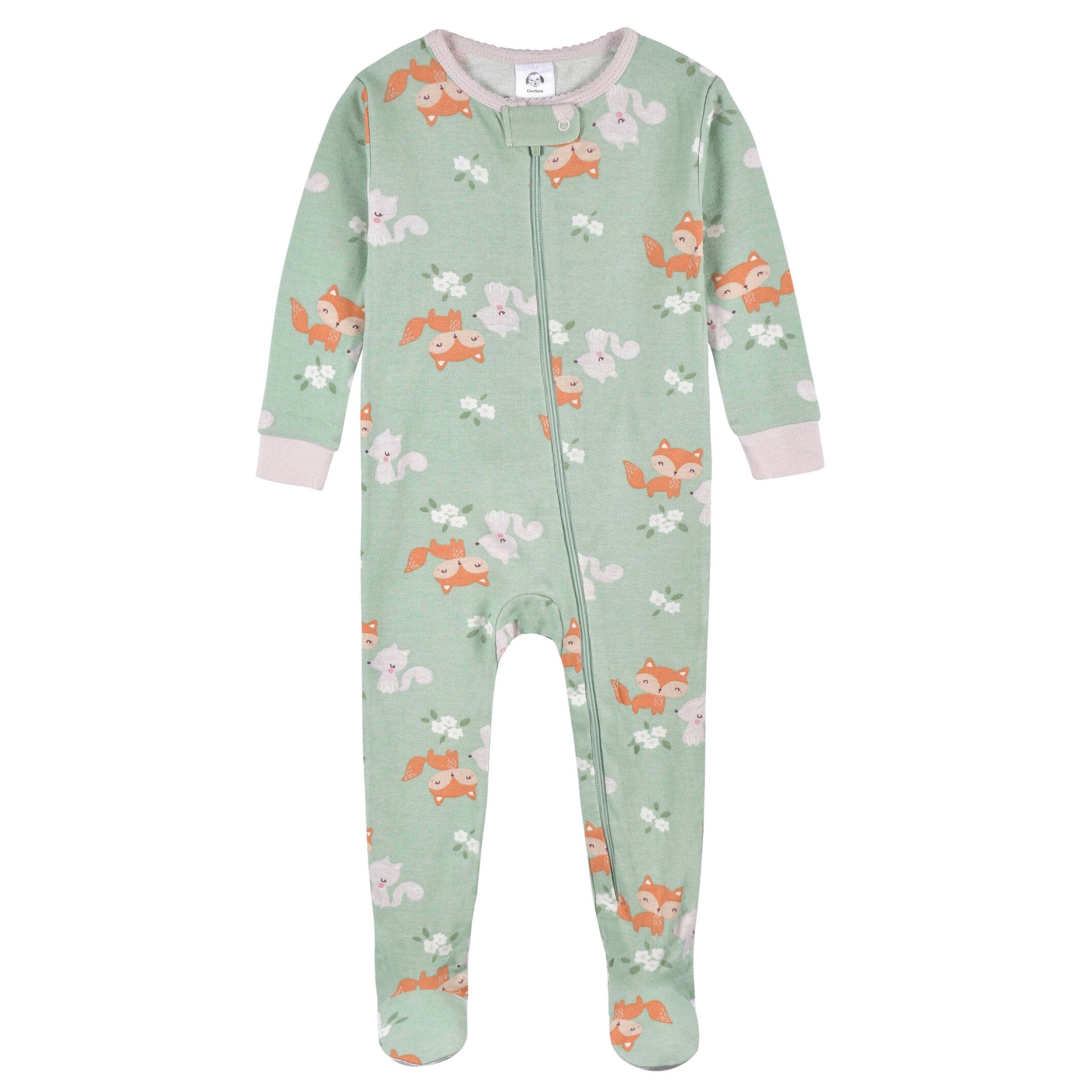 2 Pack Baby & Toddler Girls Purple Woodland Fox Snug Fit Footed Cotton Pajamas - Soft & Cozy Sleepwear for Girls 0-24 Months - Perfect for Bedtime & Nursery