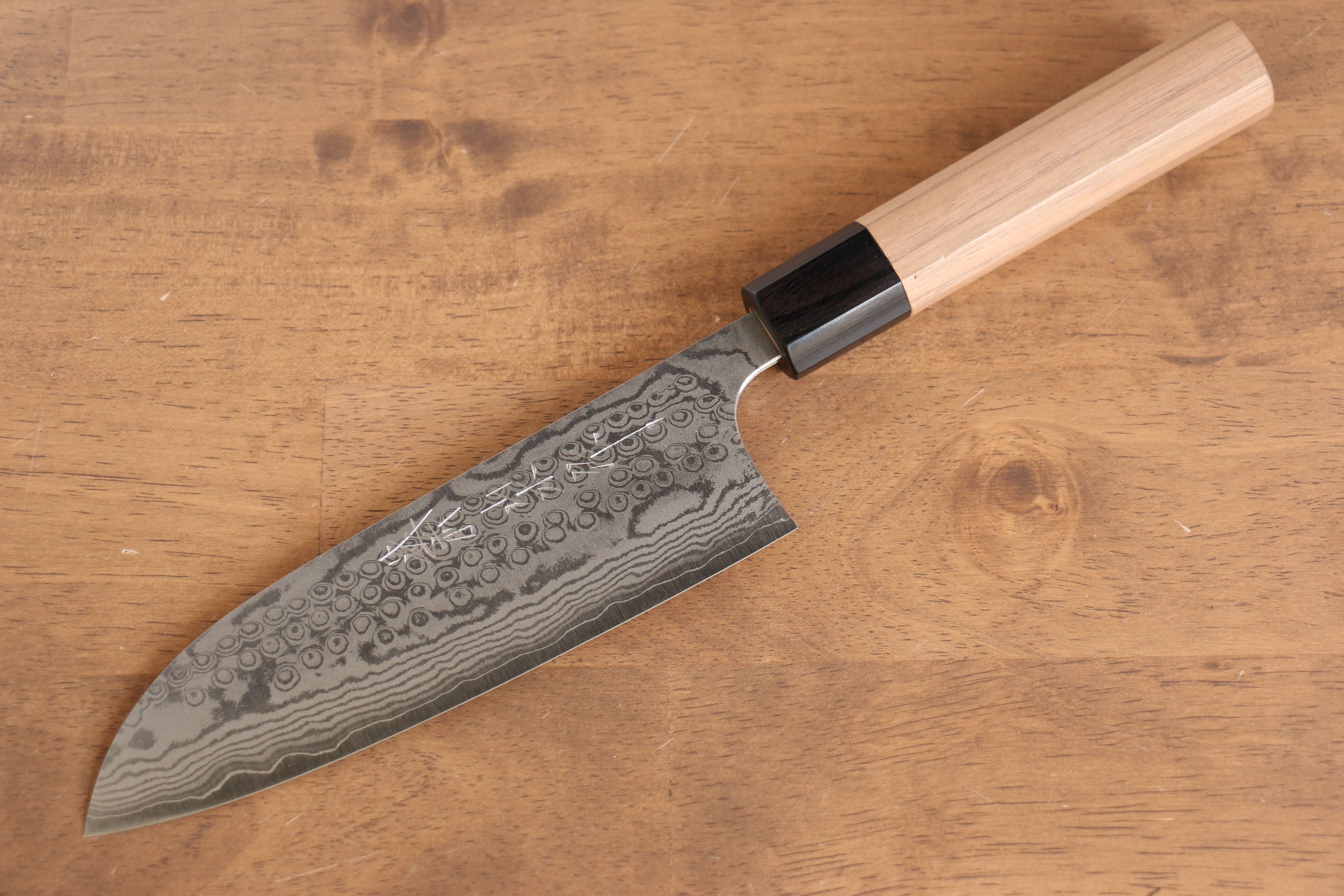 Premium Nao Yamamoto VG10 Damascus Santoku Knife 165mm - Japanese Chef Knife with Walnut Handle - Perfect for Slicing, Dicing & Chopping Vegetables, Meat & Fish