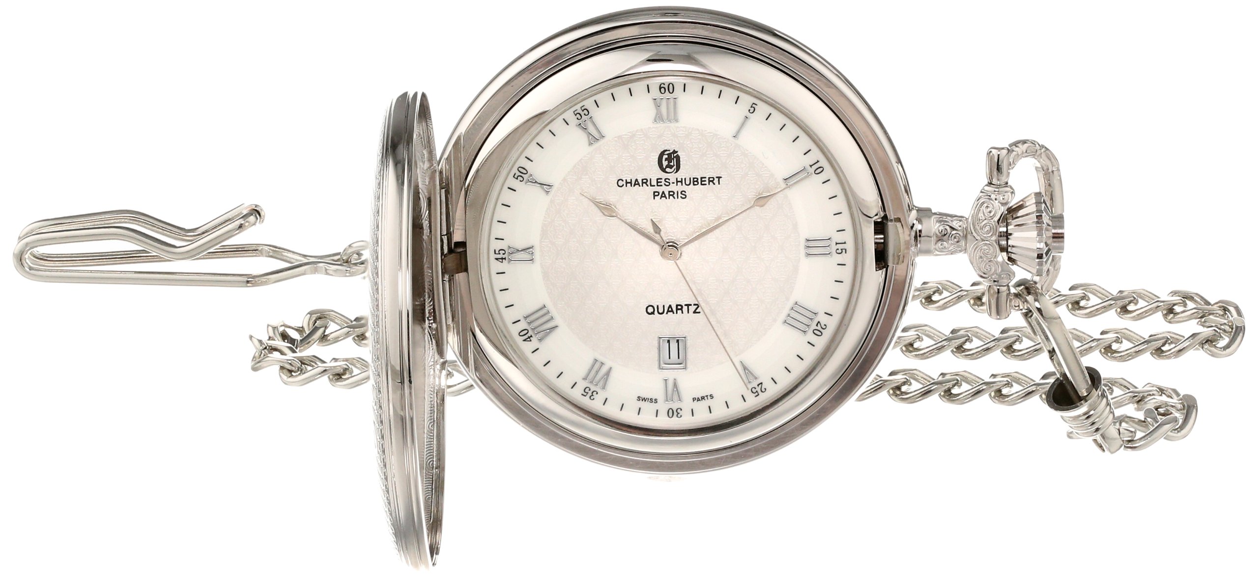 Charles-Hubert Paris Quartz Pocket Watch - Classic Vintage Style for Men | Perfect for Formal Events, Weddings & Collectors | Water-Resistant & Elegant Gift