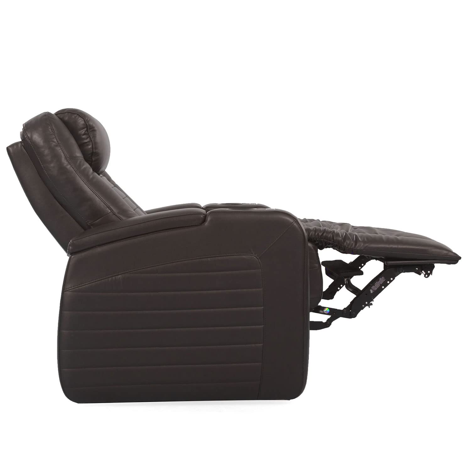 Octane Oasis Genuine Leather Power Recliner with Adjustable Headrest & Lumbar Support - Set of 4 Theater Seating (Brown) - Perfect for Home Theater, Game Room, and Living Room Comfort