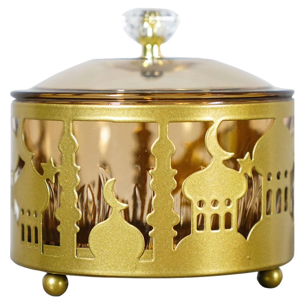 Lurrose Ramadan Candy Jar with Lid - Eid Mubarak Snacks Container for Kitchen & Party