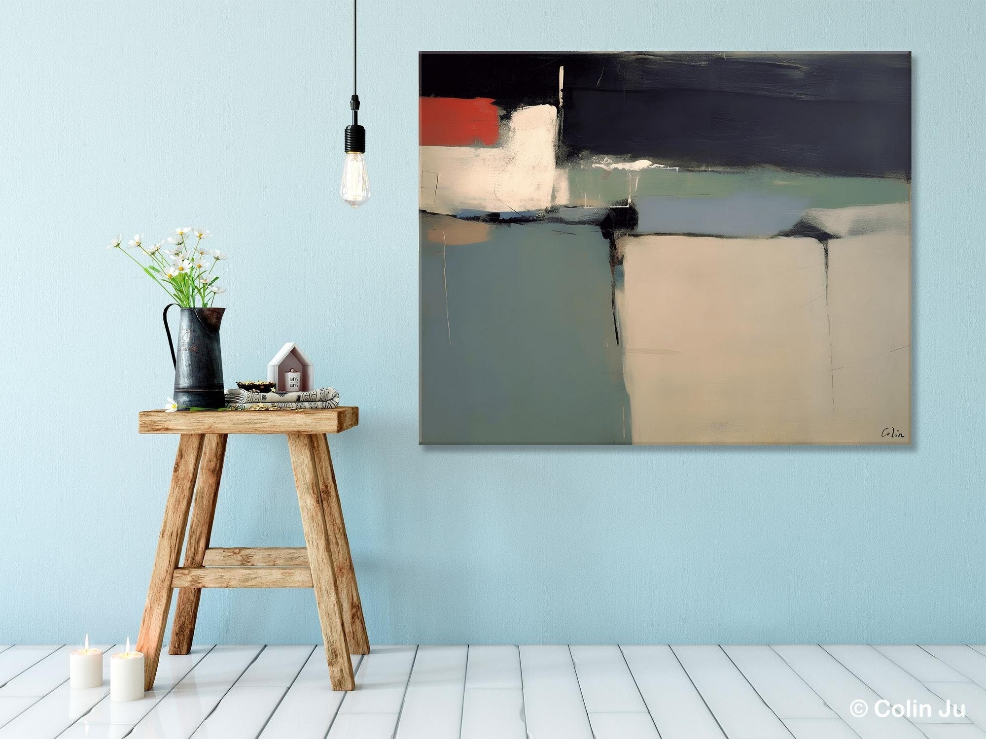 Large Acrylic Painting for Living Room Wall Decor - Modern Abstract Hand Painted Canvas Art - Original Acrylic Wall Art for Home & Office - Perfect for Living Room, Bedroom, Dining Room Decoration