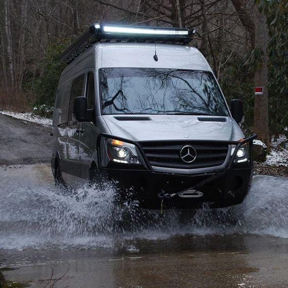Aluminess Heavy-Duty Front Winch Bumper for Mercedes Sprinter Van (2014-2023 Models) - Off-Road Protection & Recovery | Perfect for Adventure Vans & Overlanding Vehicles