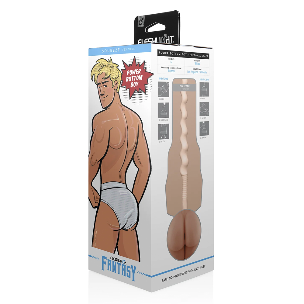 Fleshjack Fantasy Power Bottom Boy Textured Anal Masturbator - Realistic Male Sex Toy for Solo Pleasure & Adult Play