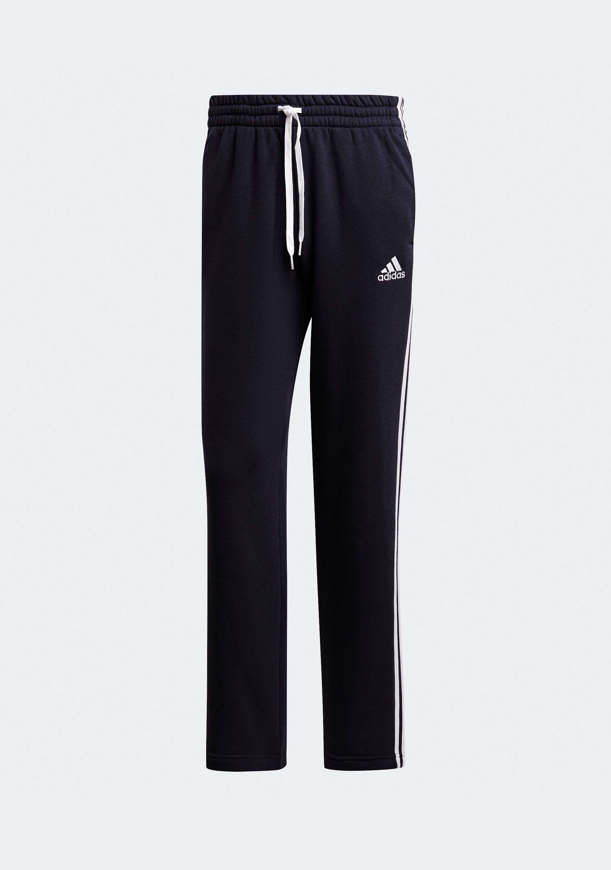 Adidas Men's 3 Stripes Essentials Fleece Open Hem Jogger Pants - Comfortable Athletic Lounge Wear for Gym, Running & Casual Outfits