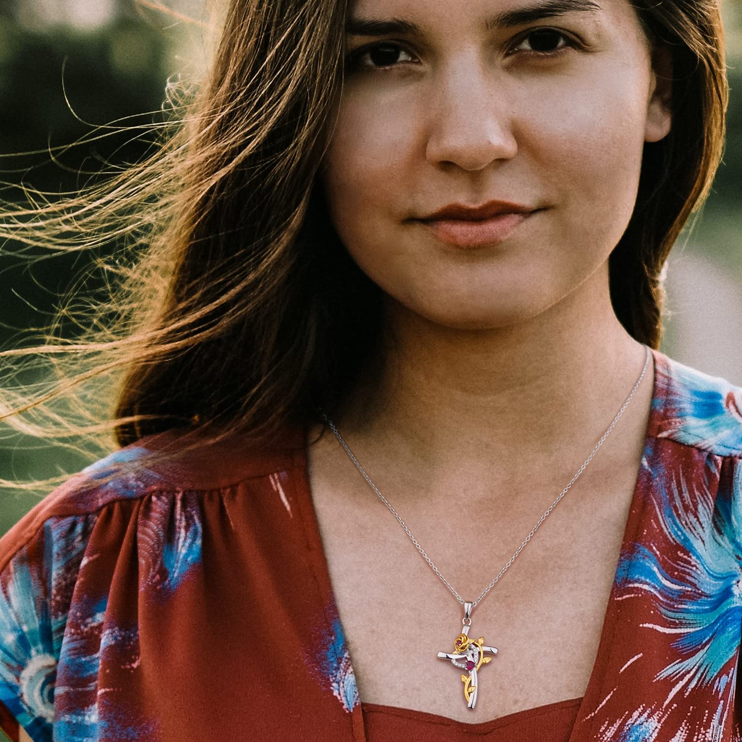 18K Gold Plated Rose Cross Necklace for Women - Elegant Christian Jewelry, Perfect for Confirmation Gifts, Baptism, Church & Daily Wear