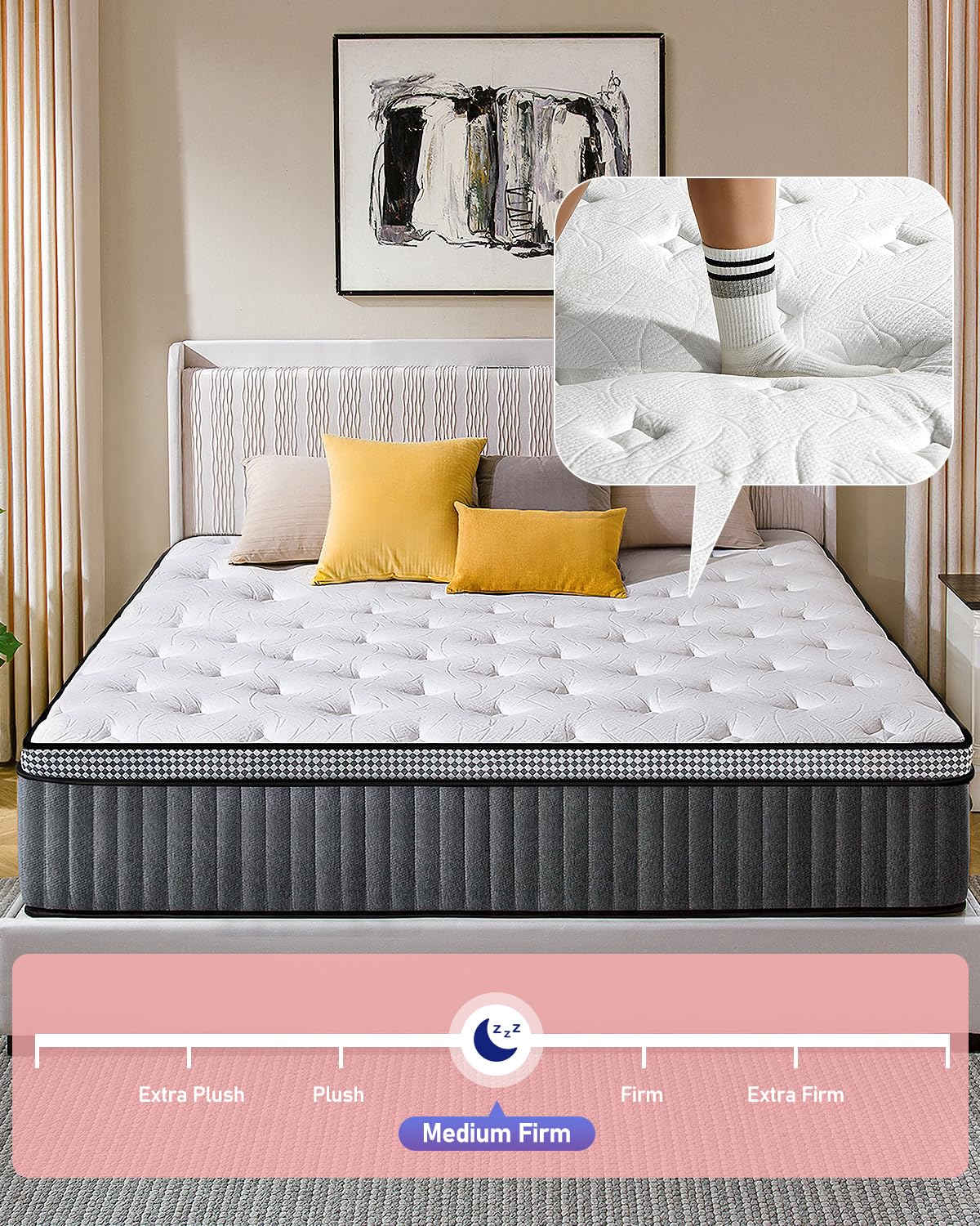 12 Inch Hybrid Queen Mattress in a Box - Gel Memory Foam & Pocket Springs for Motion Isolation - Medium Firm Support - CertiPUR-US Certified - 100-Night Trial - 60