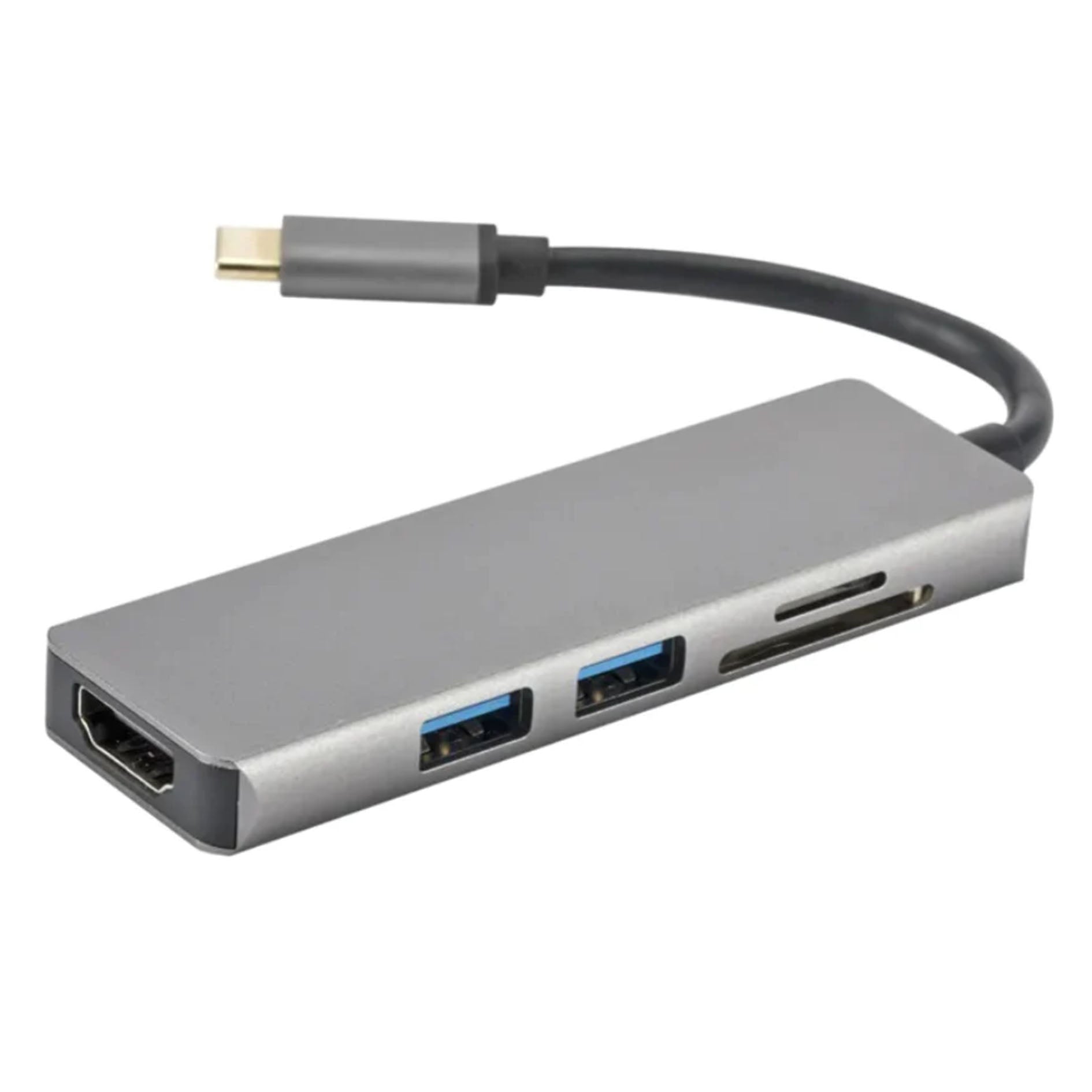 5-in-1 USB C Hub Adapter with 2 USB 3.0 Ports, SD/Micro SD Card Reader & HDMI - Perfect for MacBook Pro/Air, Chromebook & Windows Laptops - Home Office & Travel Essential