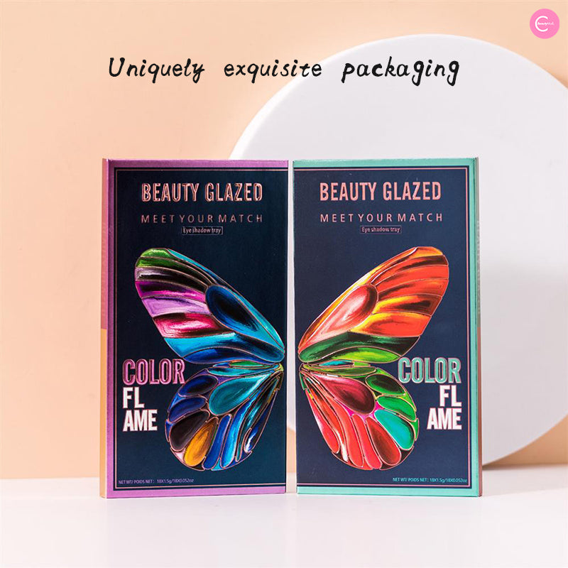 BEAUTY GLAZED 18-Color Butterfly Eyeshadow Palette - Highly Pigmented, Long Lasting Makeup for Party, Wedding & Daily Use