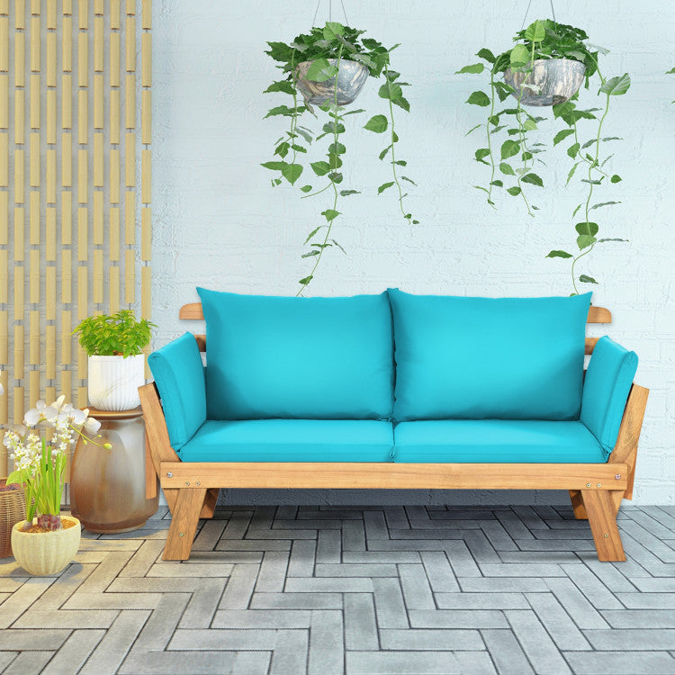 Costway Adjustable Convertible Patio Sofa Daybed with Thick Cushions - Indoor Outdoor Furniture for Garden, Balcony & Backyard Relaxation