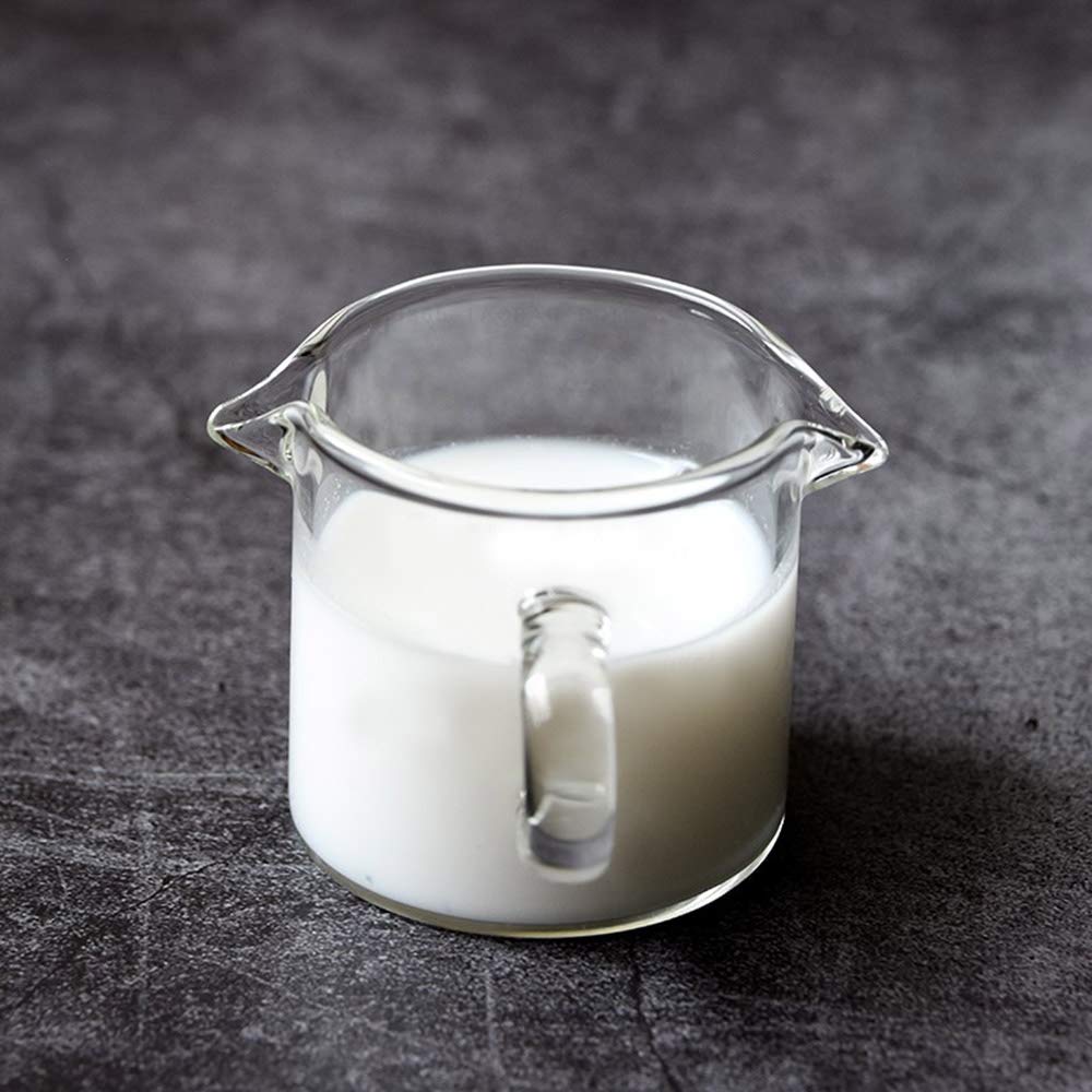 2 Spout Glass Creamer Pitcher with Handle - Perfect for Coffee, Milk, and Tea Serving - Ideal for Cafes, Restaurants, and Home Breakfast Use