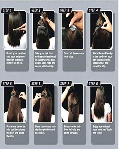 24 Inch Golden Hair Clip-in Extensions & Wigs for Women & Girls - 5 Piece Highlighted Hairpiece Set for Parties, Cosplay & Daily Styling