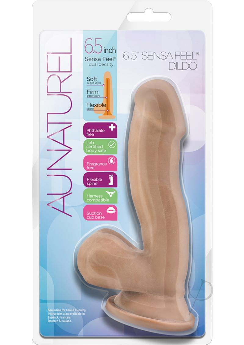 Au Naturel Sensa Feel Realistic Dildo 6.5 Inch - Body-Safe Silicone Caramel Color for Women & Couples - Perfect for Solo Play & Partnered Intimacy