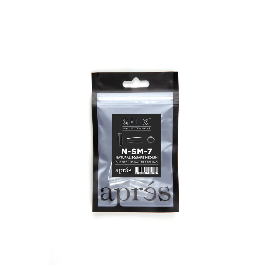 Apres Gel X Refill Tips 2.0 - 50pc Natural Medium Square Nail Extensions for Salon & DIY Manicures | Perfect for Acrylic Nails, Gel Polish & Nail Art Designs