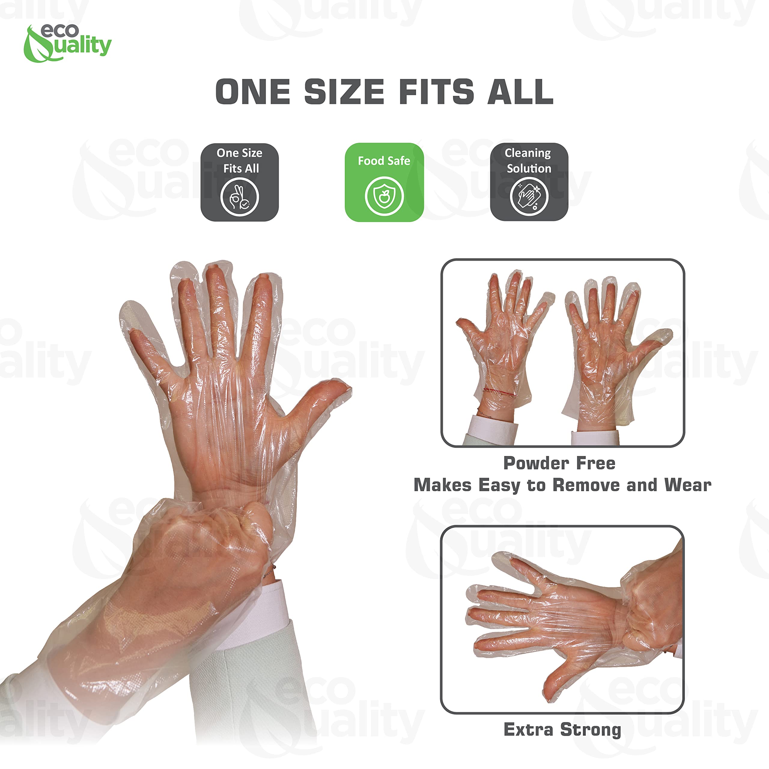 EcoQuality Disposable Food Prep Gloves - 2500 Count Plastic Food Safe Poly Gloves for Cooking, Baking, Cleaning & Food Service | One Size Fits Most | FDA Approved | Perfect for Restaurants, Catering & Home Kitchens