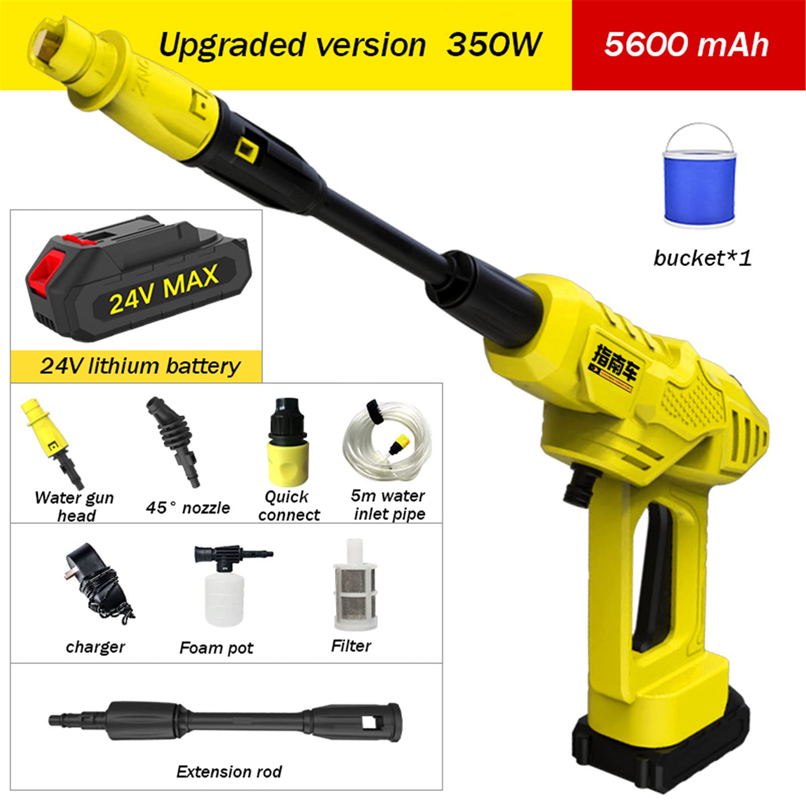 Cordless Electric Pressure Washer - 320 PSI Portable Handheld Power Washer for Car Washing, Home Cleaning & Outdoor Use | Water Nozzle Cleaning Machine Kit