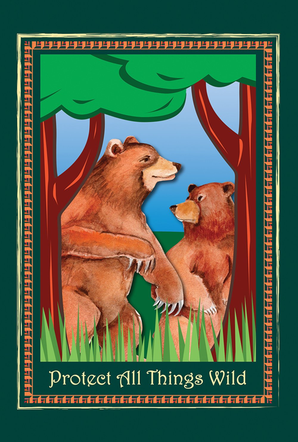 Toland Home Garden 28 x 40 Inch Decorative House Flag - Protect Bears Design - Perfect for Outdoor Decoration, Seasonal Display & Wildlife Support