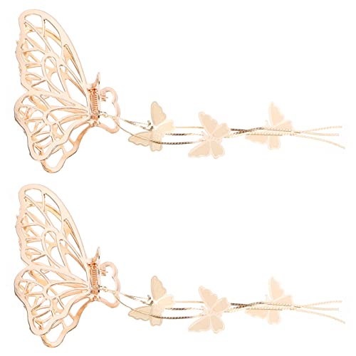 LALAFINA Butterfly Hair Clips - 2PCS Metal Hair Claw Clips with Tassel, Vintage Hair Barrettes for Women & Girls | Perfect for Parties, Weddings & Everyday Styling