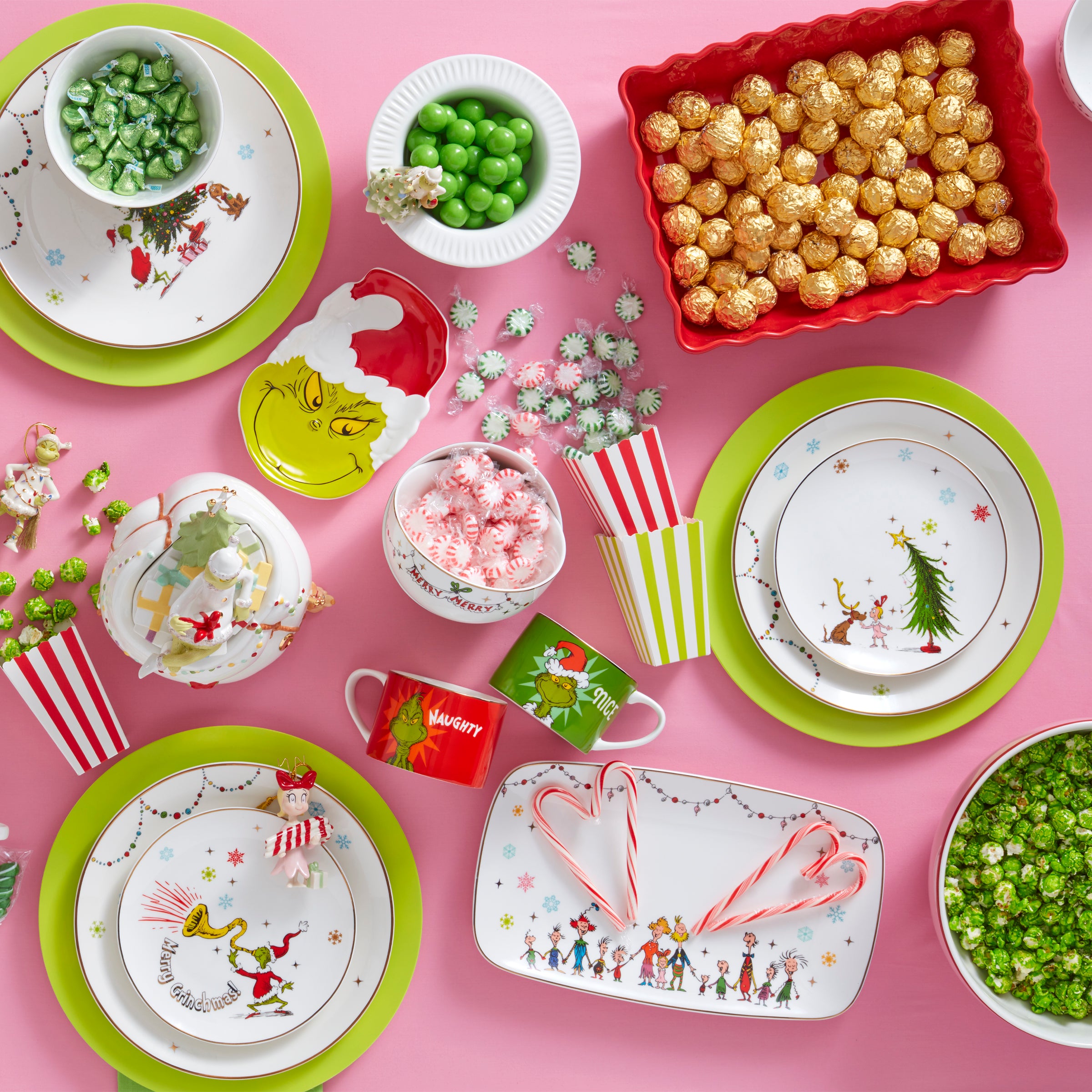 Merry Grinchmas 12-Piece Dinnerware Set - Festive Christmas Tableware for Holiday Parties & Family Gatherings